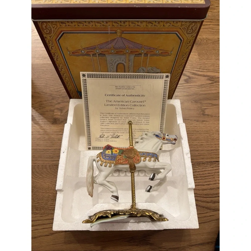 American Carousel Horse Looff galloper Signed By Tobin Fraley 3155/17500 COA Box